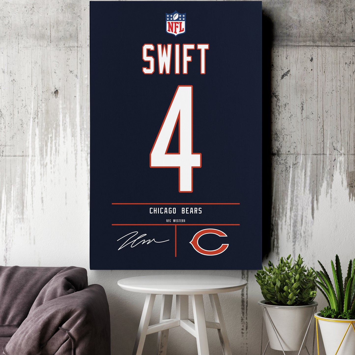 D'Andre Swift Bears Jersey Canvas Print | Wall Art Decor