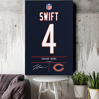 D'Andre Swift Bears Jersey Canvas Print | Wall Art Decor