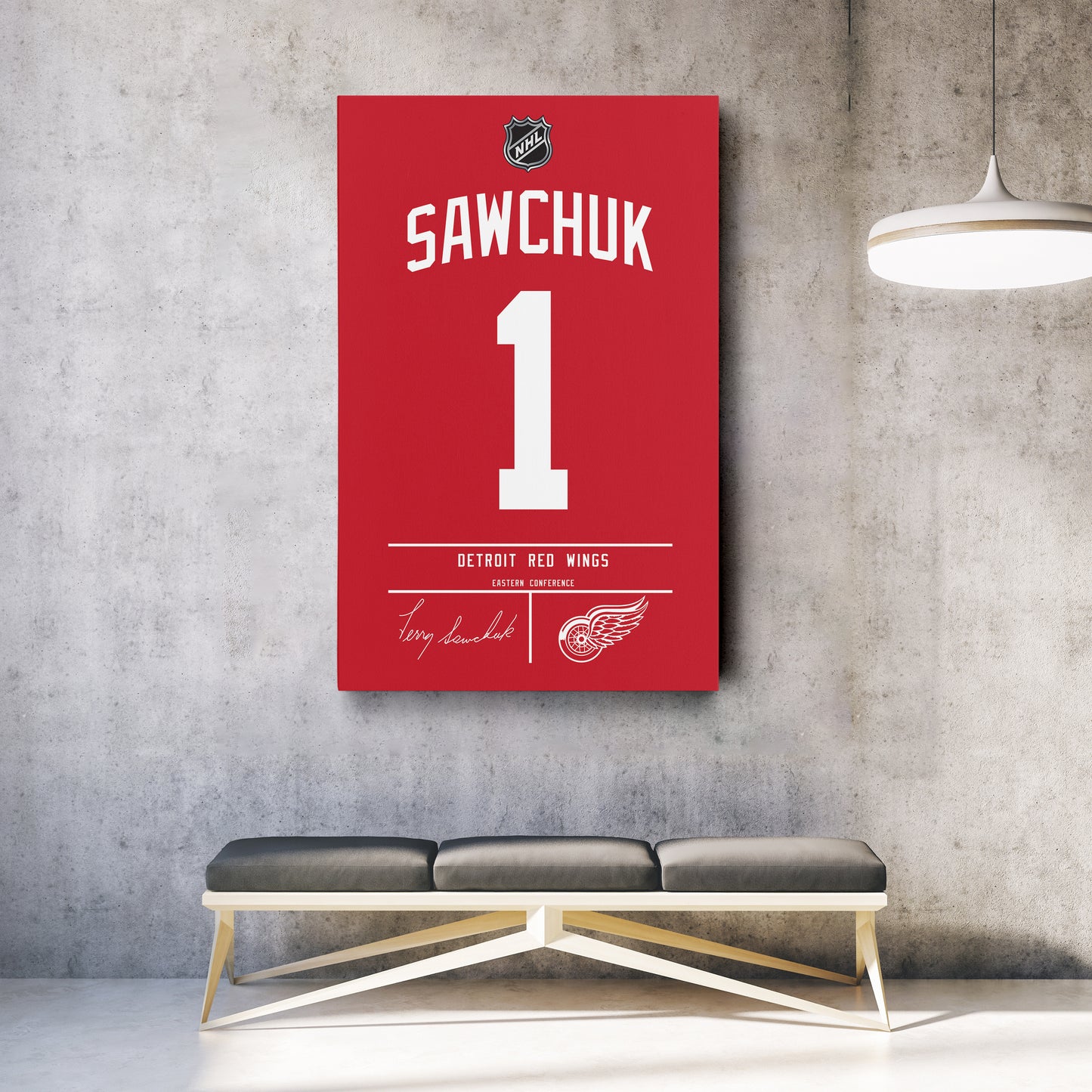 Terry Sawchuk Red Wings Jersey Canvas Print | Wall Art Decor