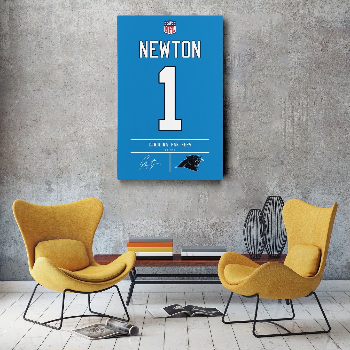 Cam Newton Carolina Panthers Jersey Canvas Wall Art