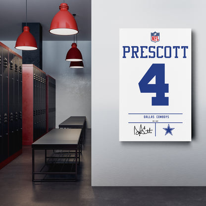 Dak Prescott Cowboys Jersey Canvas Print | Wall Art Decor