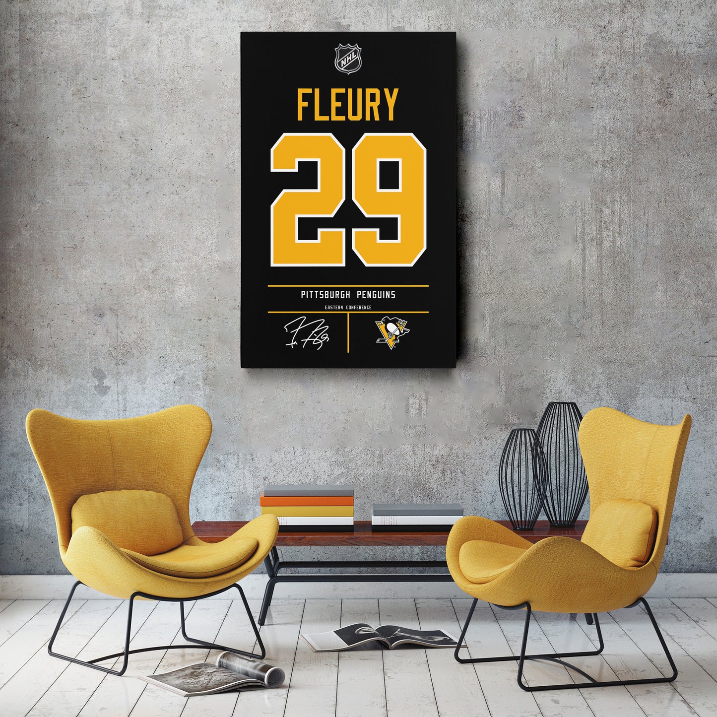 Marc-André Fleury Pittsburgh Penguins Jersey Canvas Wall Art
