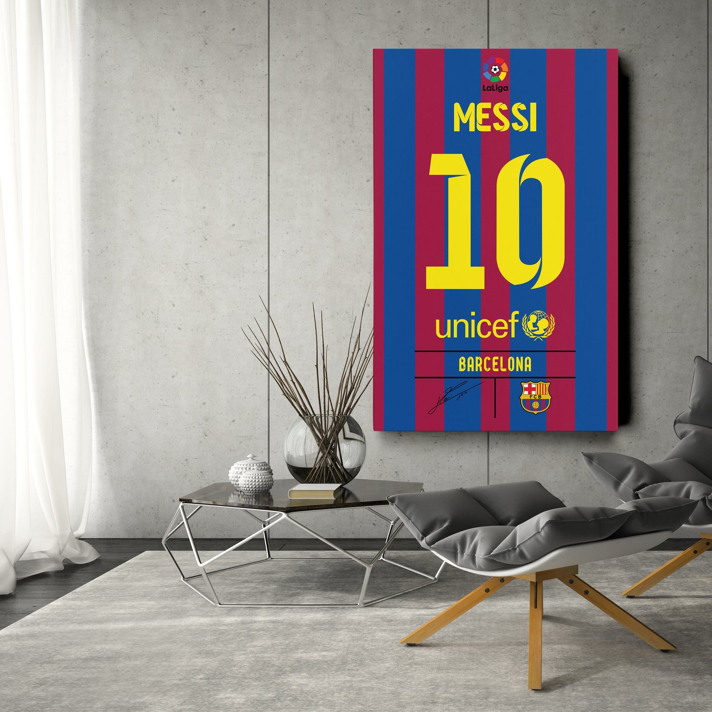 Lionel Messi Barcelona Jersey Canvas Print | Soccer Wall Art Decor