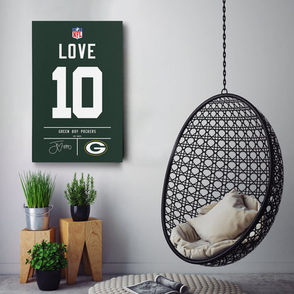 Jordan Love Packers Jersey Canvas Print | Wall Art Decor