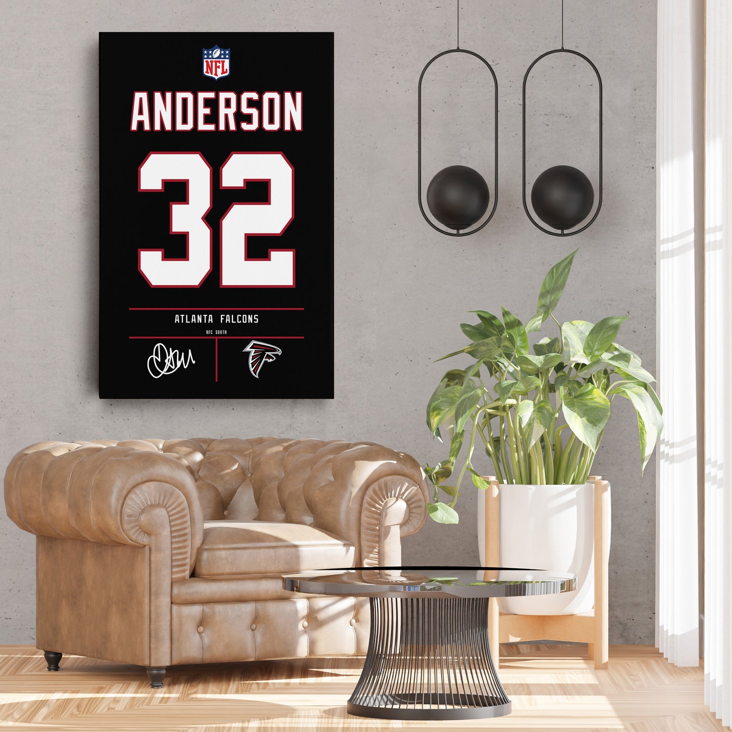 Jamal Anderson Atlanta Falcons Jersey Canvas Wall Art