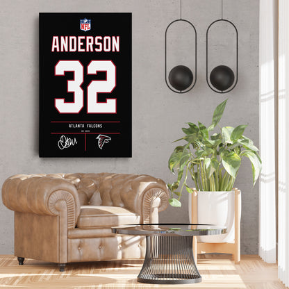 Jamal Anderson Atlanta Falcons Jersey Canvas Wall Art