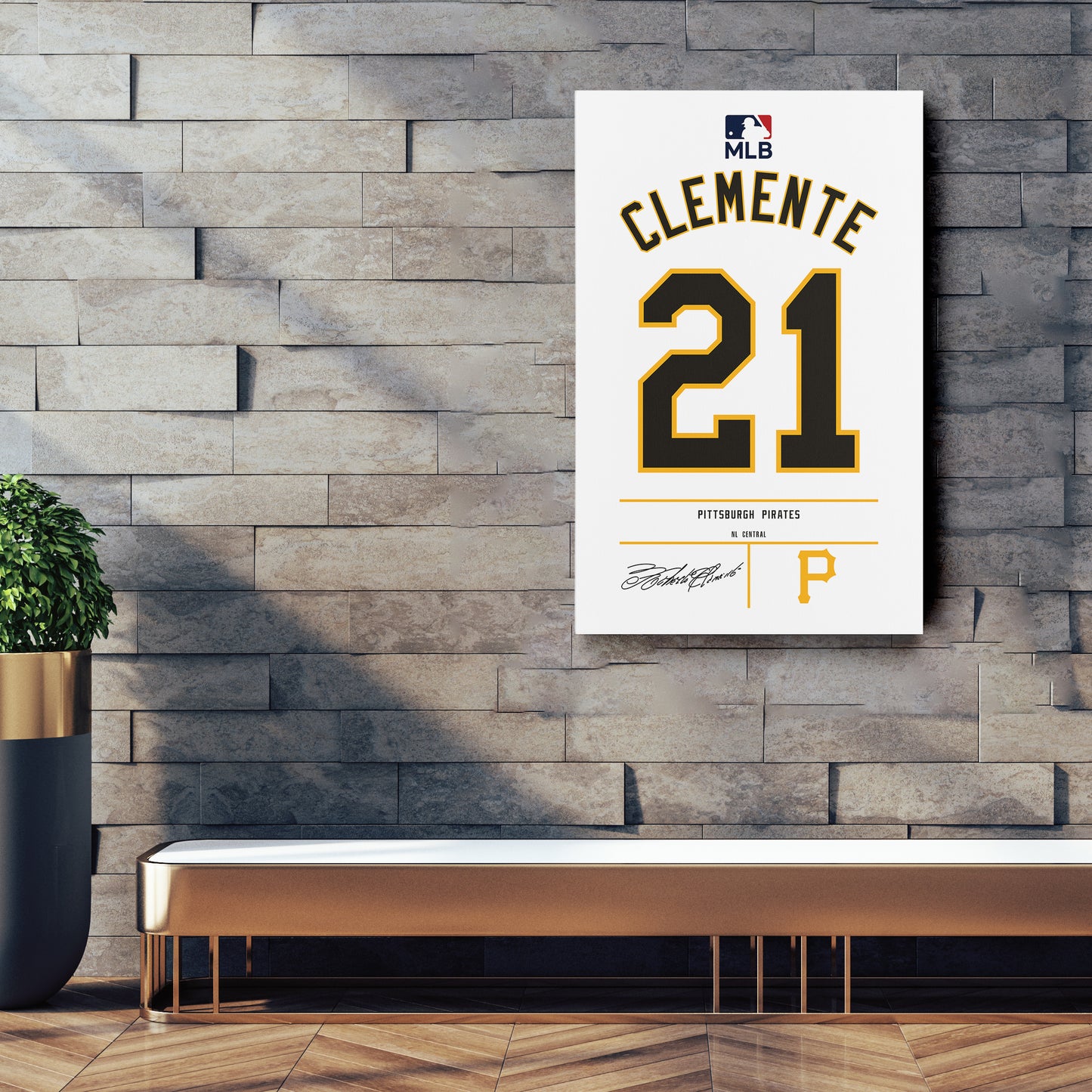 Roberto Clemente Pittsburgh Pirates Jersey Canvas Wall Art