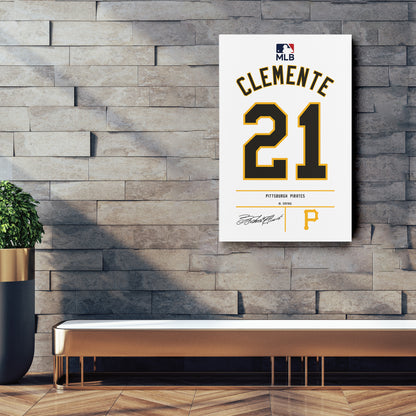 Roberto Clemente Pittsburgh Pirates Jersey Canvas Wall Art