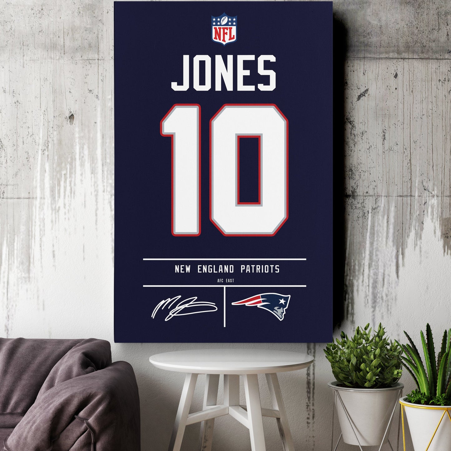 Mac Jones Patriots Jersey Canvas Print | Wall Art Decor