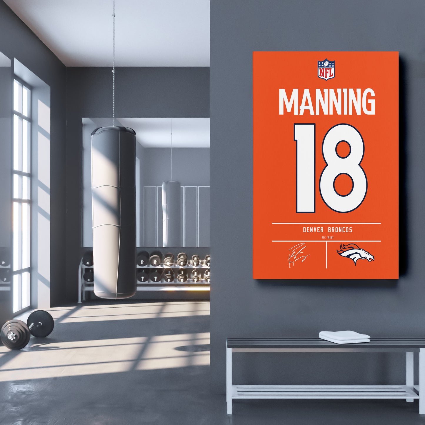 Peyton Manning Broncos Jersey Canvas Print | Wall Art Decor