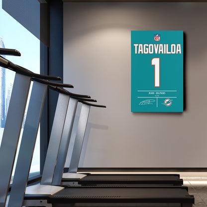 Tua Tagovailoa Dolphins Jersey Canvas Print | Wall Art Decor
