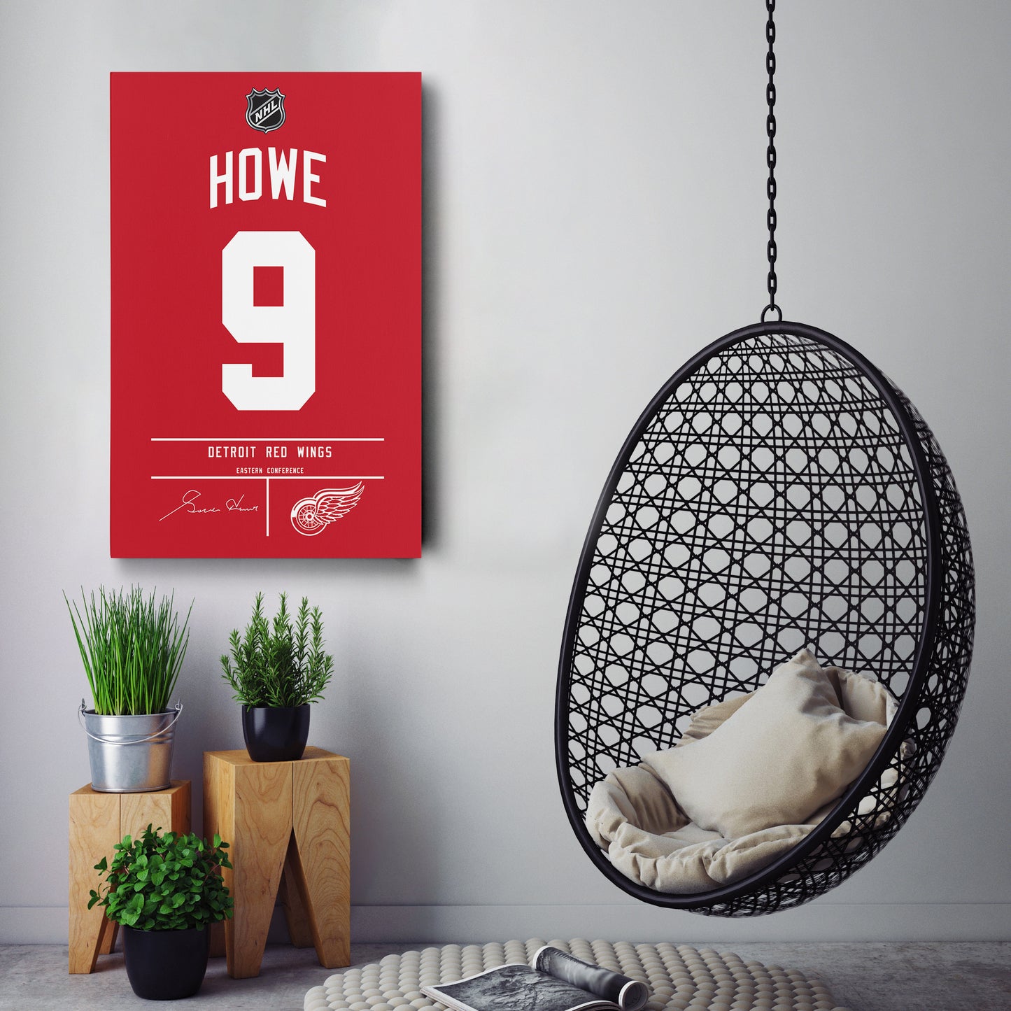 Gordie Howe Red Wings Jersey Canvas Print | Wall Art Decor