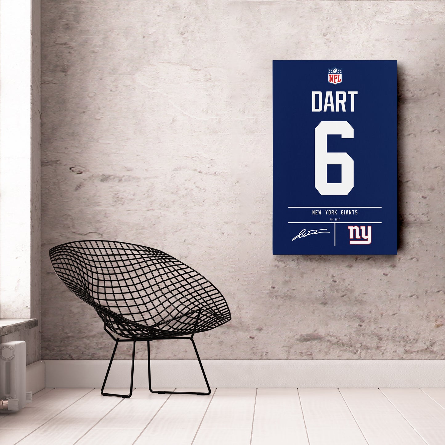 Jaxson Dart New York Giants Jersey Canvas Wall Art