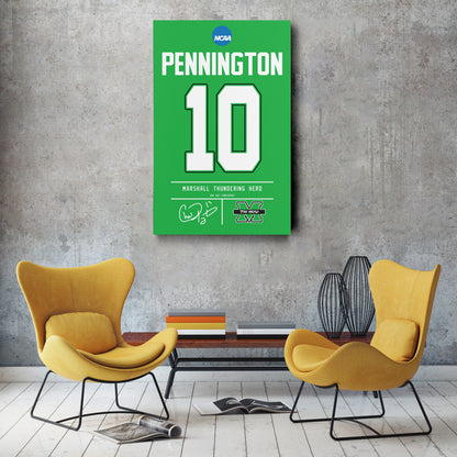 Chad Pennington Thundering Herd Jersey Canvas Print | Wall Art Decor