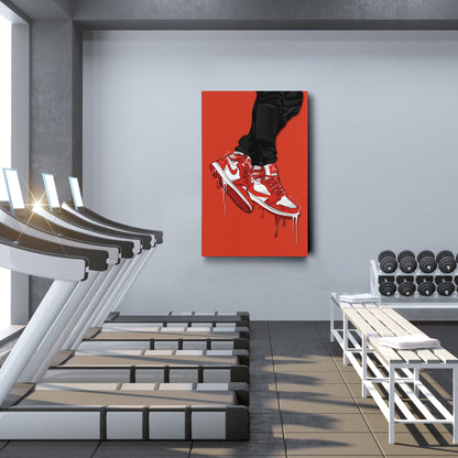 Air Jordan 1 Mid Red White Canvas Print | Sneakerhead Wall Art