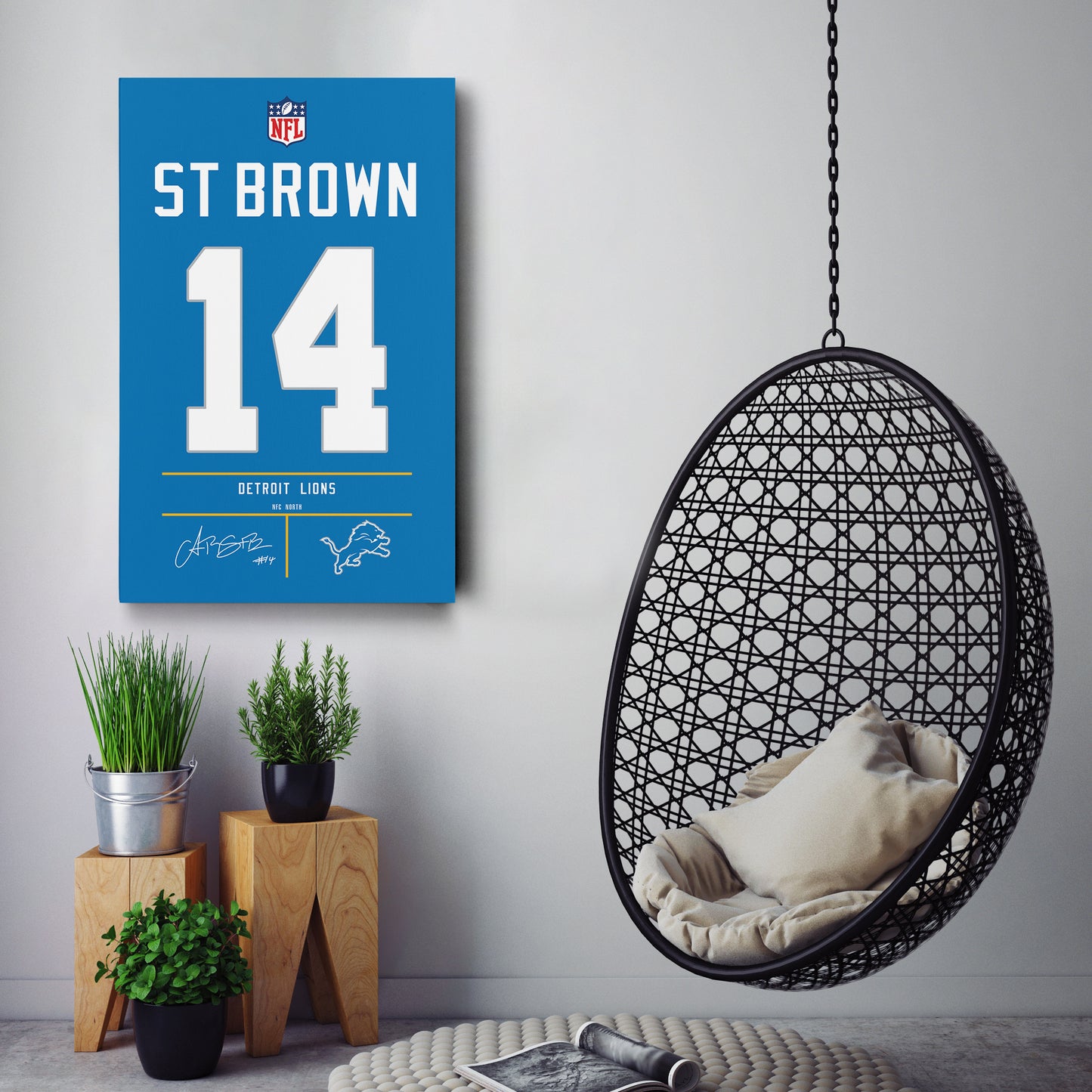 Amon-Ra St. Brown Lions Jersey Canvas Print | Wall Art Decor