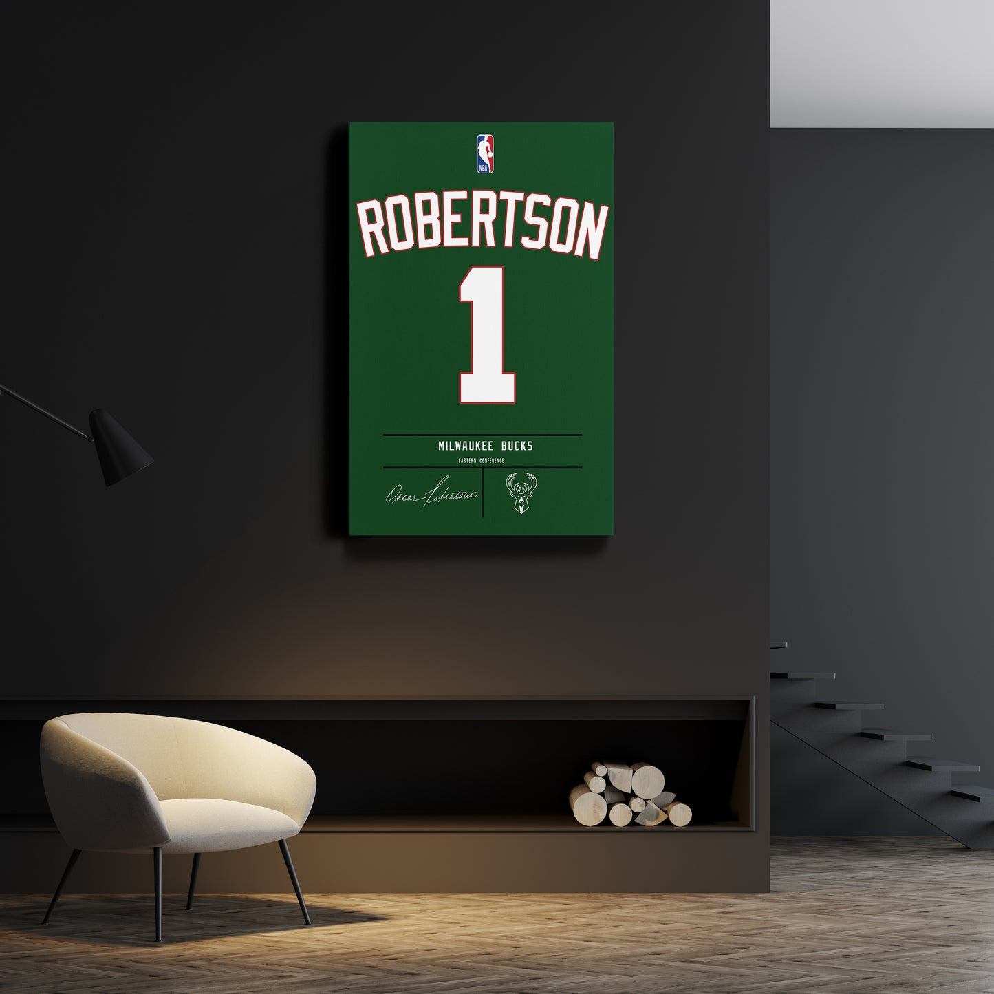 Oscar Robertson Bucks Jersey Canvas Print | Wall Art Decor