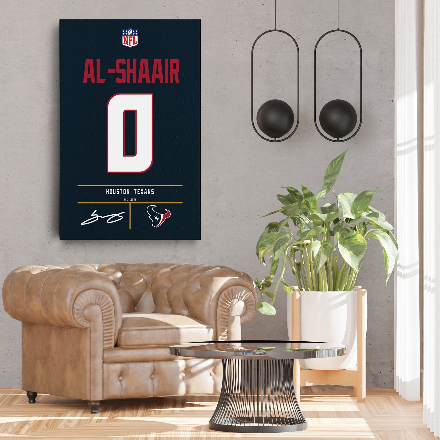 Azeez Al-Shaair Houston Texans Jersey Canvas Wall Art