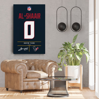Azeez Al-Shaair Houston Texans Jersey Canvas Wall Art