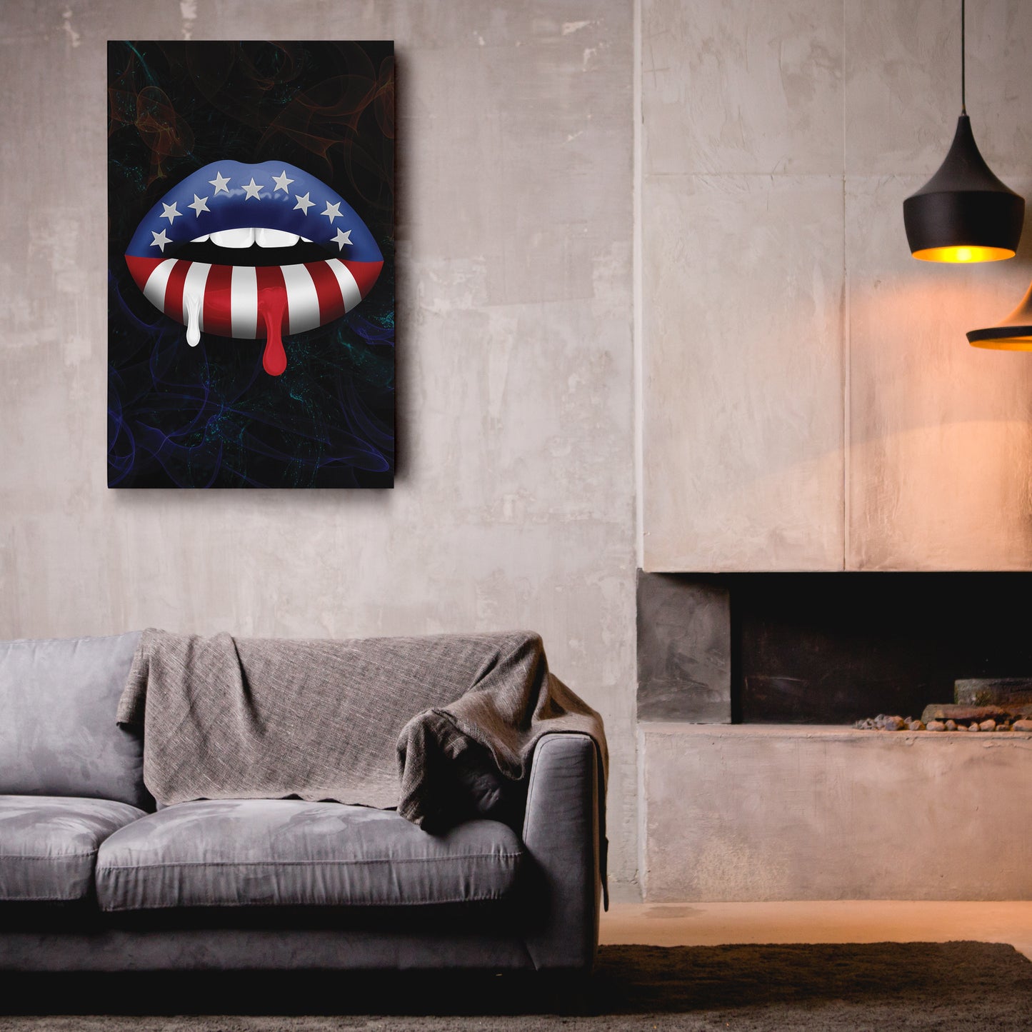 Lips American Flag Canvas Print | Patriotic Wall Art Decor