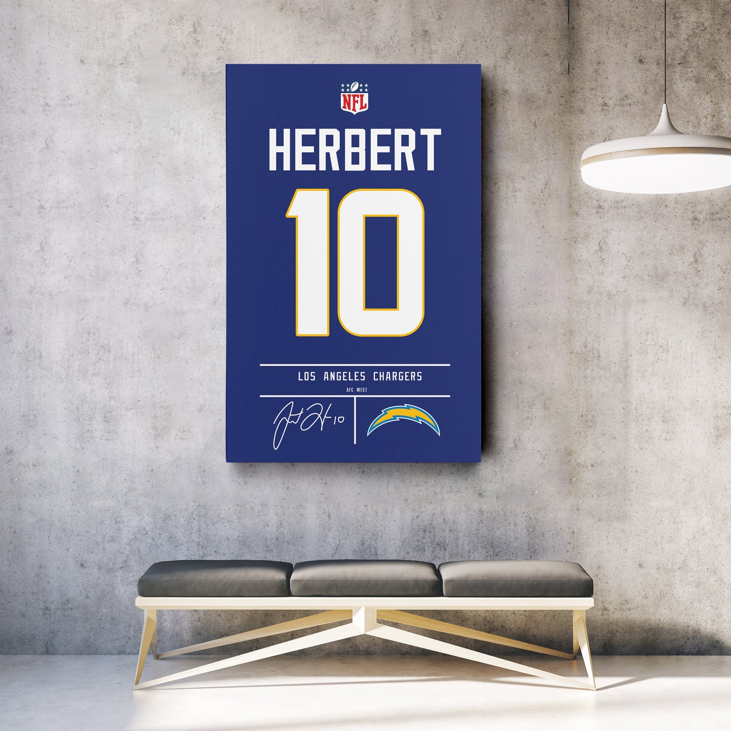Justin Herbert Chargers Jersey Canvas Print | Wall Art Decor