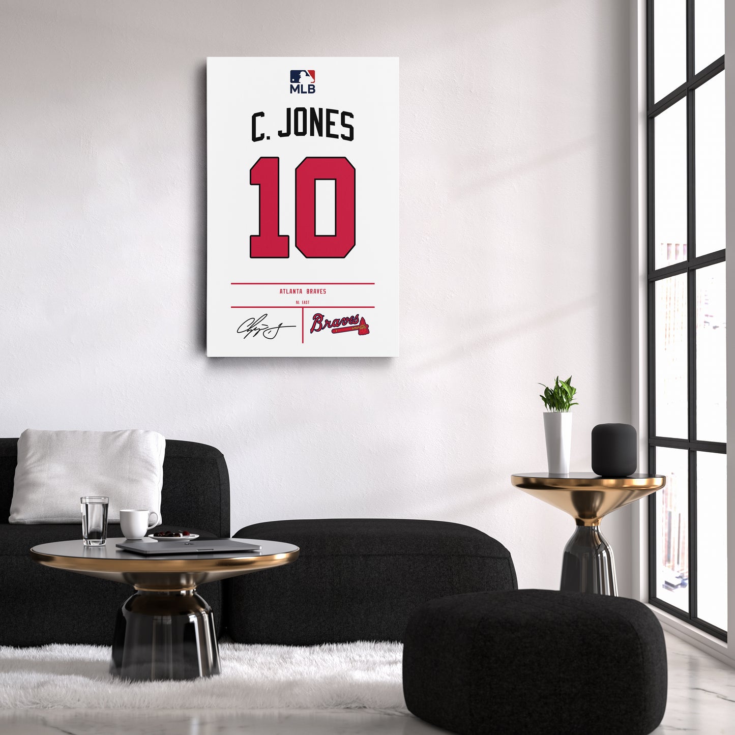 Chipper Jones Atlanta Braves Jersey Canvas Wall Art
