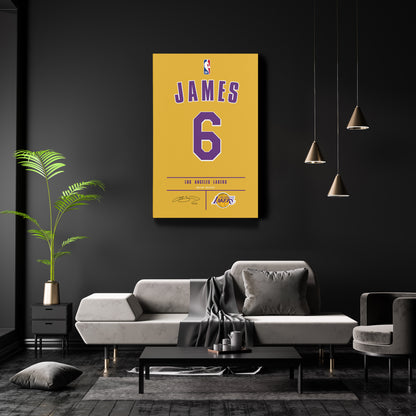 Lebron James Lakers #6 Jersey Canvas Print | Wall Art Decor