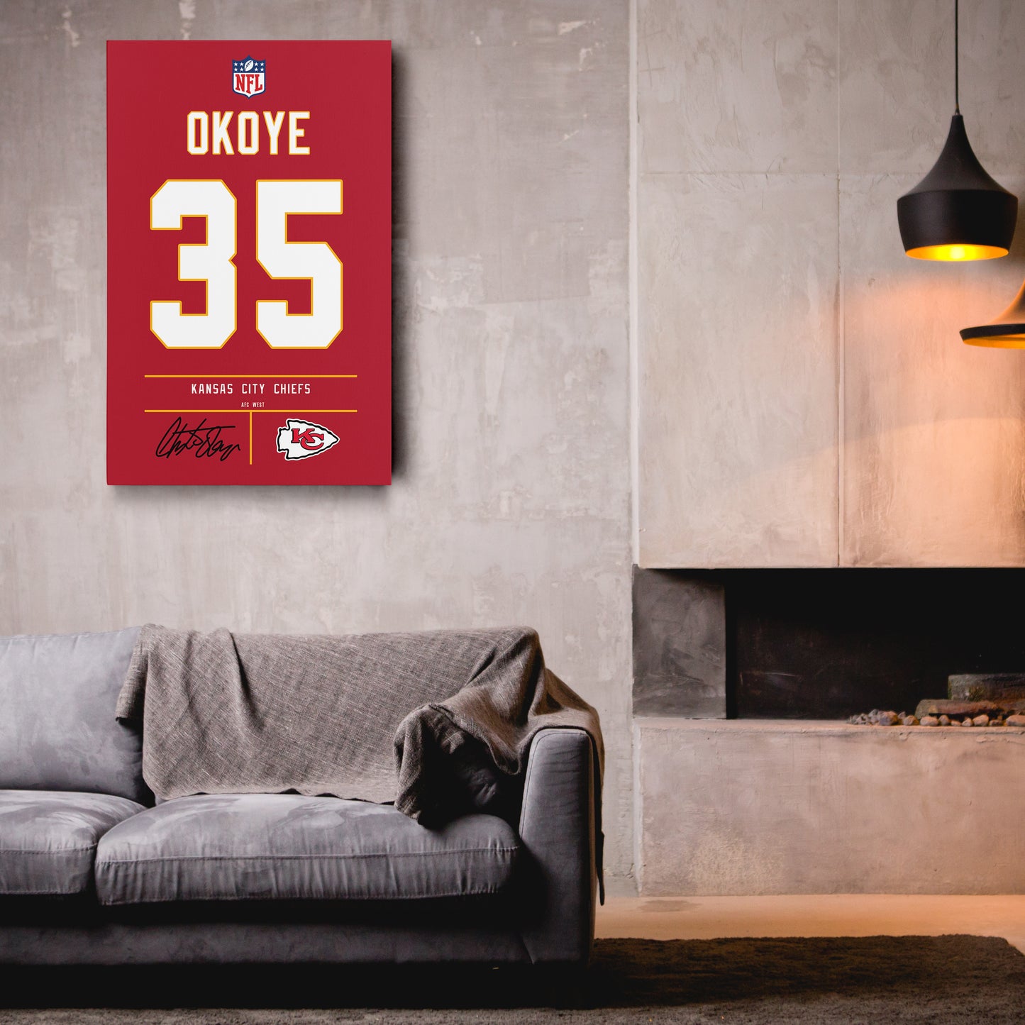 Christian Okoye Chiefs Jersey Canvas Print  Wall Art Decor
