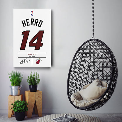 Tyler Herro Miami Heat Jersey Canvas Wall Art