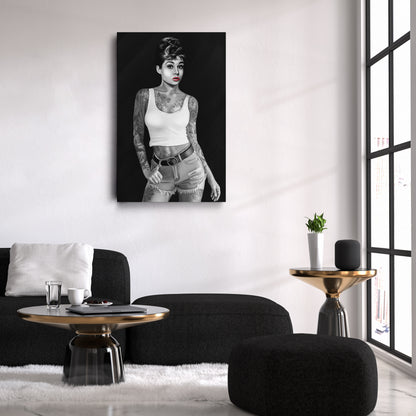 Audrey Hepburn Tattoo Canvas Print | Iconic Hollywood Wall Art