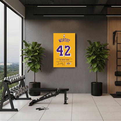 James Worthy Los Angeles Lakers Jersey Canvas Wall Art
