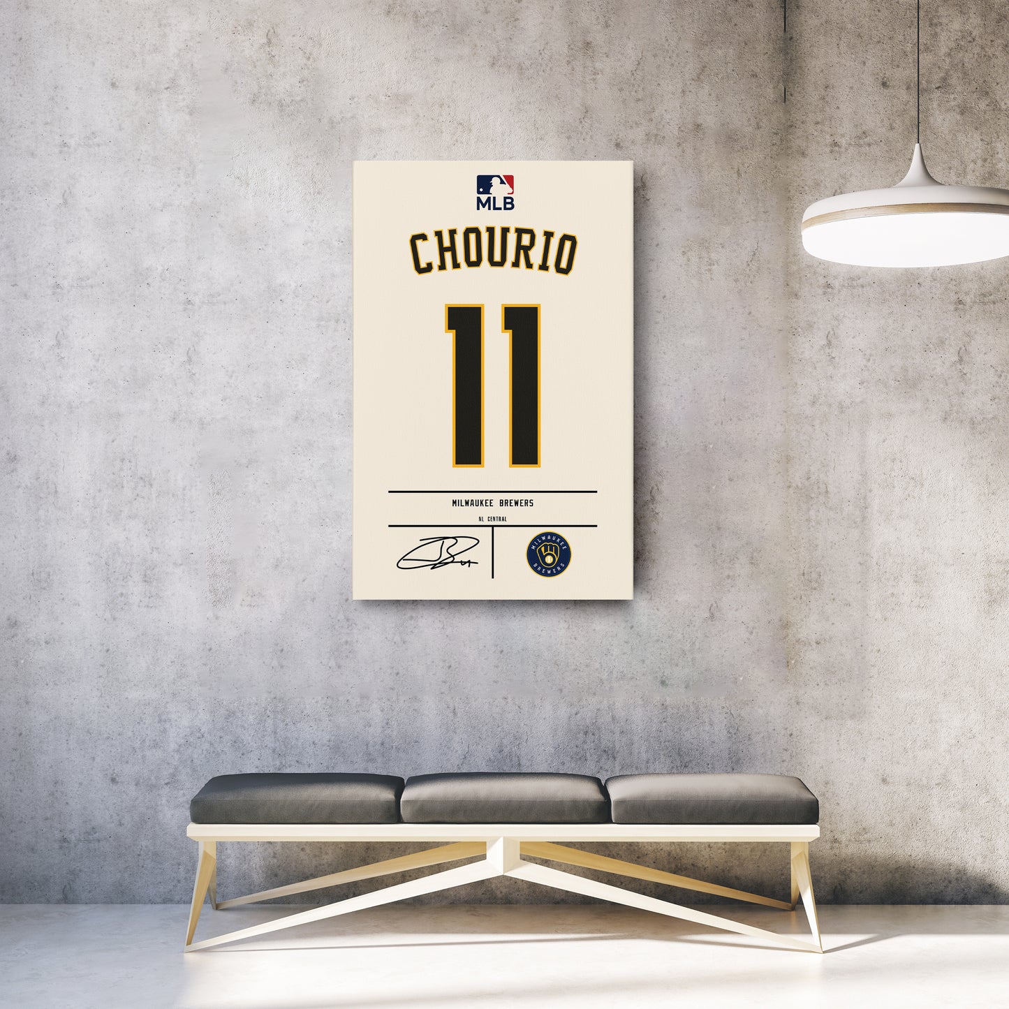 Jackson Chourio Brewers Jersey Canvas Print | Wall Art Decor