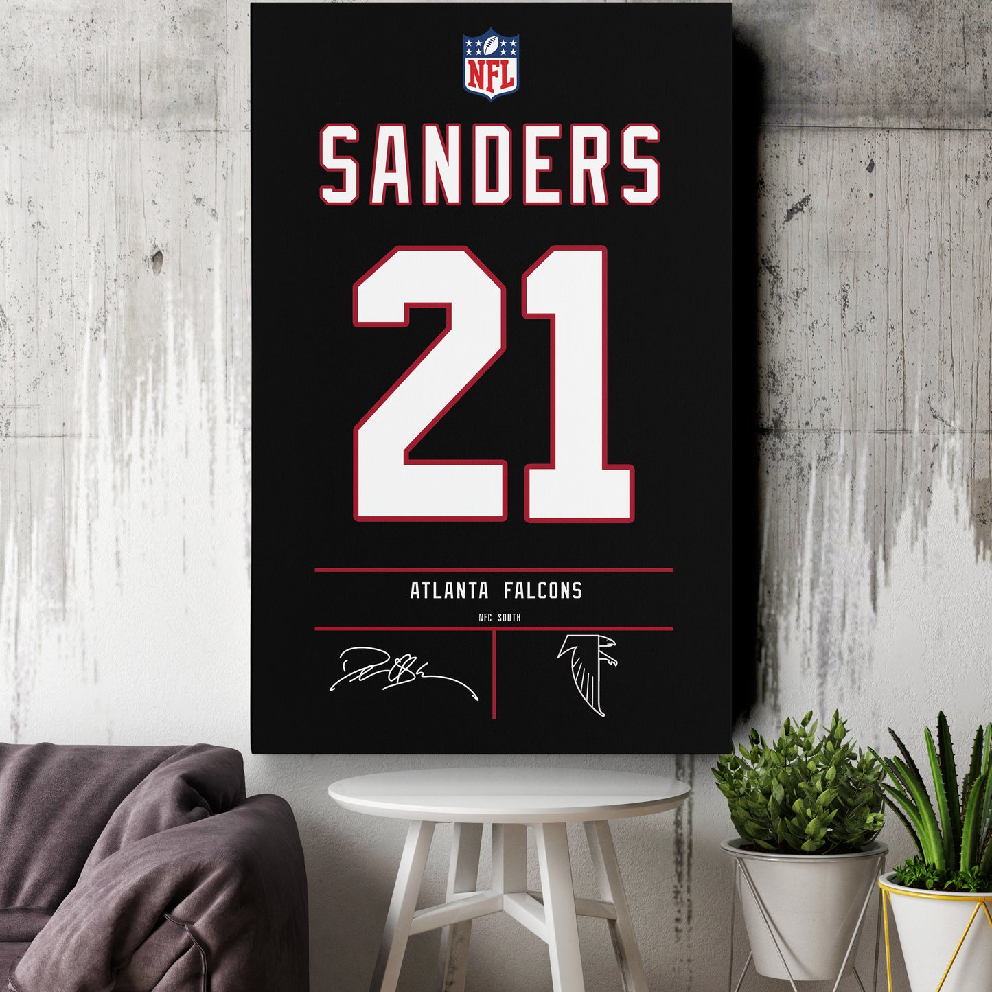 Deion Sanders Falcons Jersey Canvas Print | Wall Art Decor