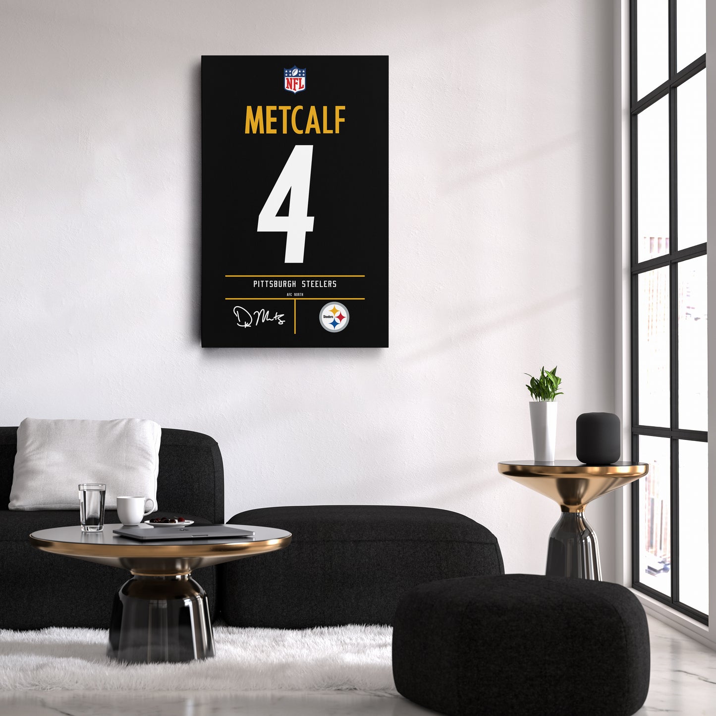 DK Metcalf Pittsburgh Steelers Jersey Canvas Wall Art