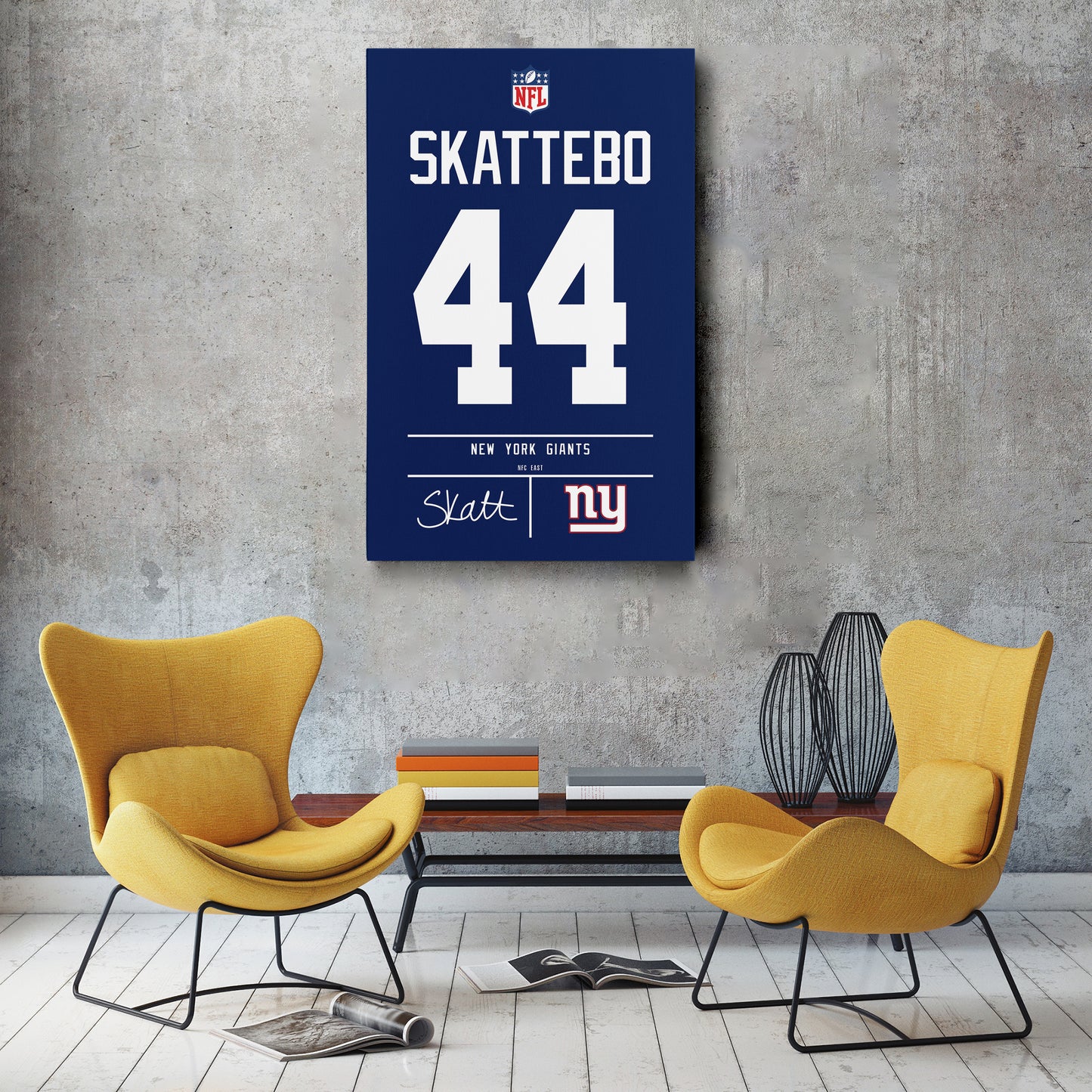 Cam Skattebo New York Giants Jersey Canvas Wall Art
