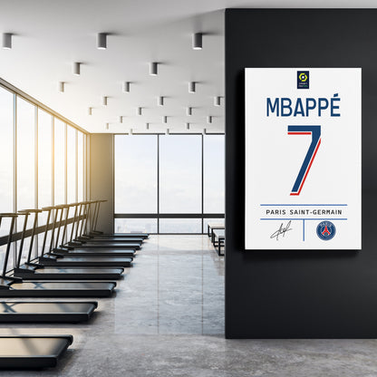 Kylian Mbappé PSG Jersey Canvas Print | Soccer Wall Art Decor