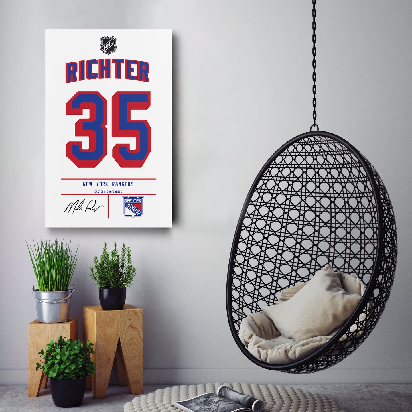 Mike Richter New York Rangers White Jersey Canvas Wall Art
