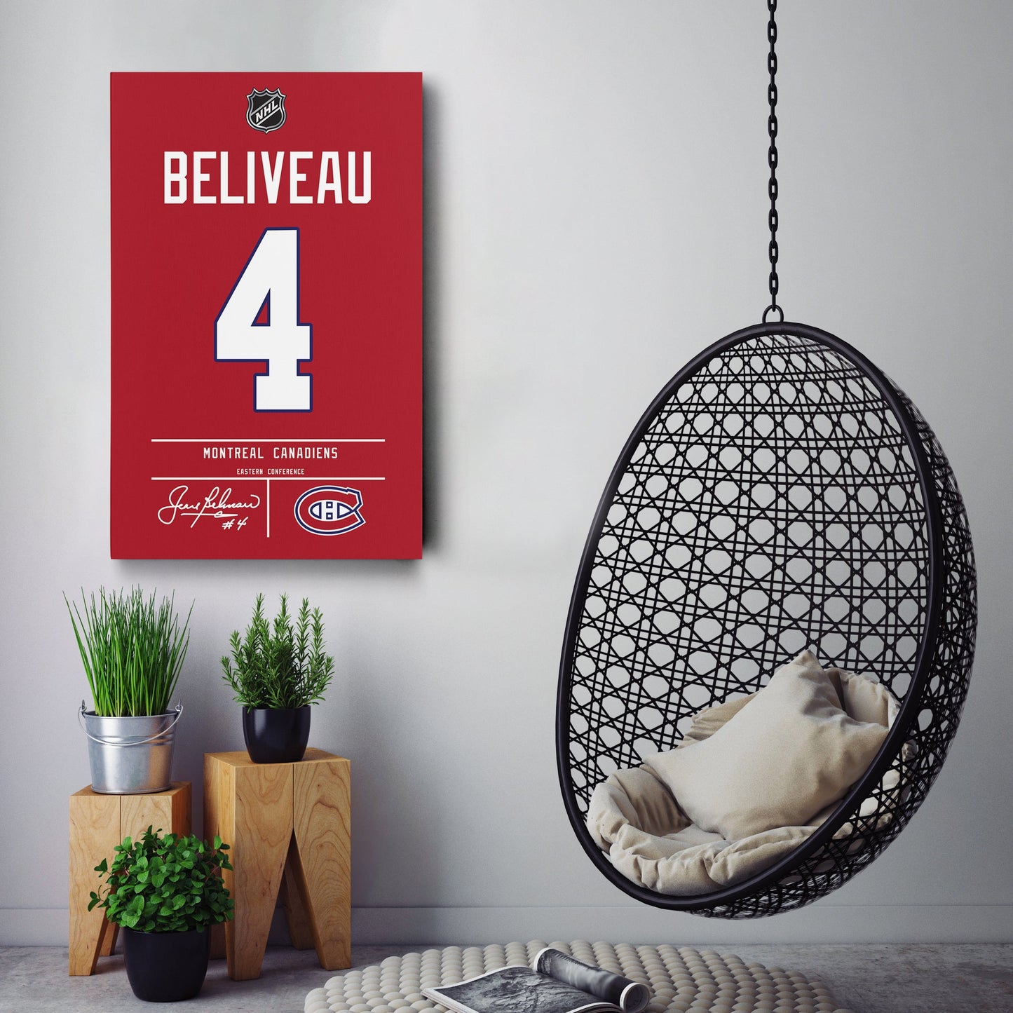 Jean Beliveau Canadiens Jersey Canvas Print | Wall Art Decor