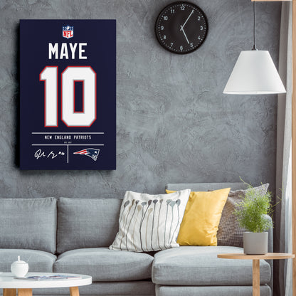 Drake Maye New England Patriots Jersey Canvas Wall Art