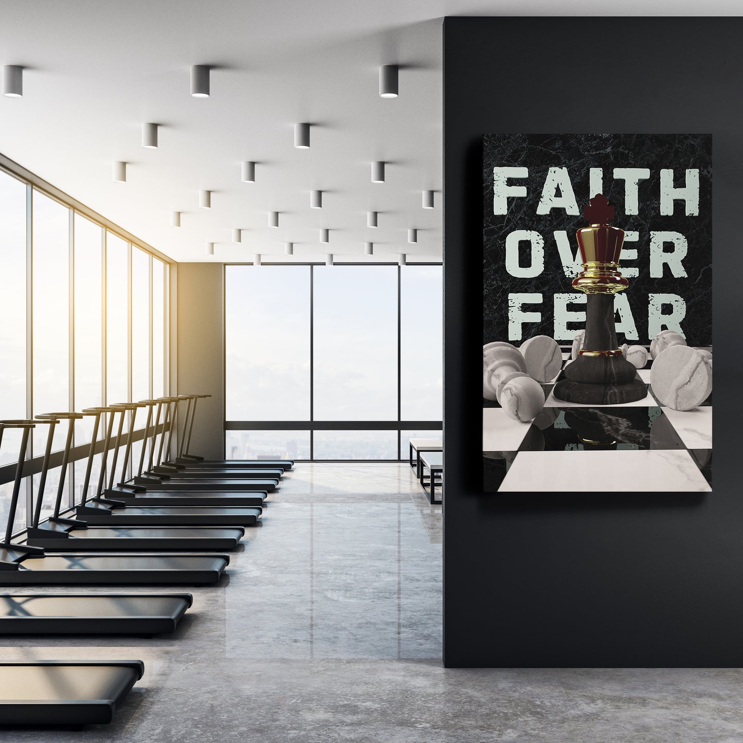 Faith Over Fear Chess Canvas Print | Inspirational Strategy Wall Art
