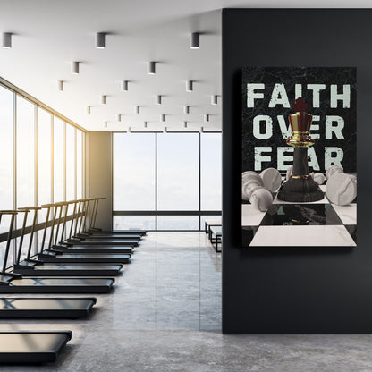 Faith Over Fear Chess Canvas Print | Inspirational Strategy Wall Art