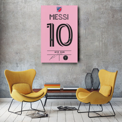 Lionel Messi Inter Miami Jersey Canvas Print | Soccer Wall Art Decor