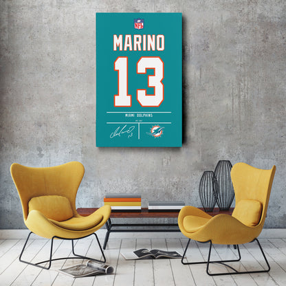 Dan Marino Dolphins Jersey Canvas Print | Wall Art Decor