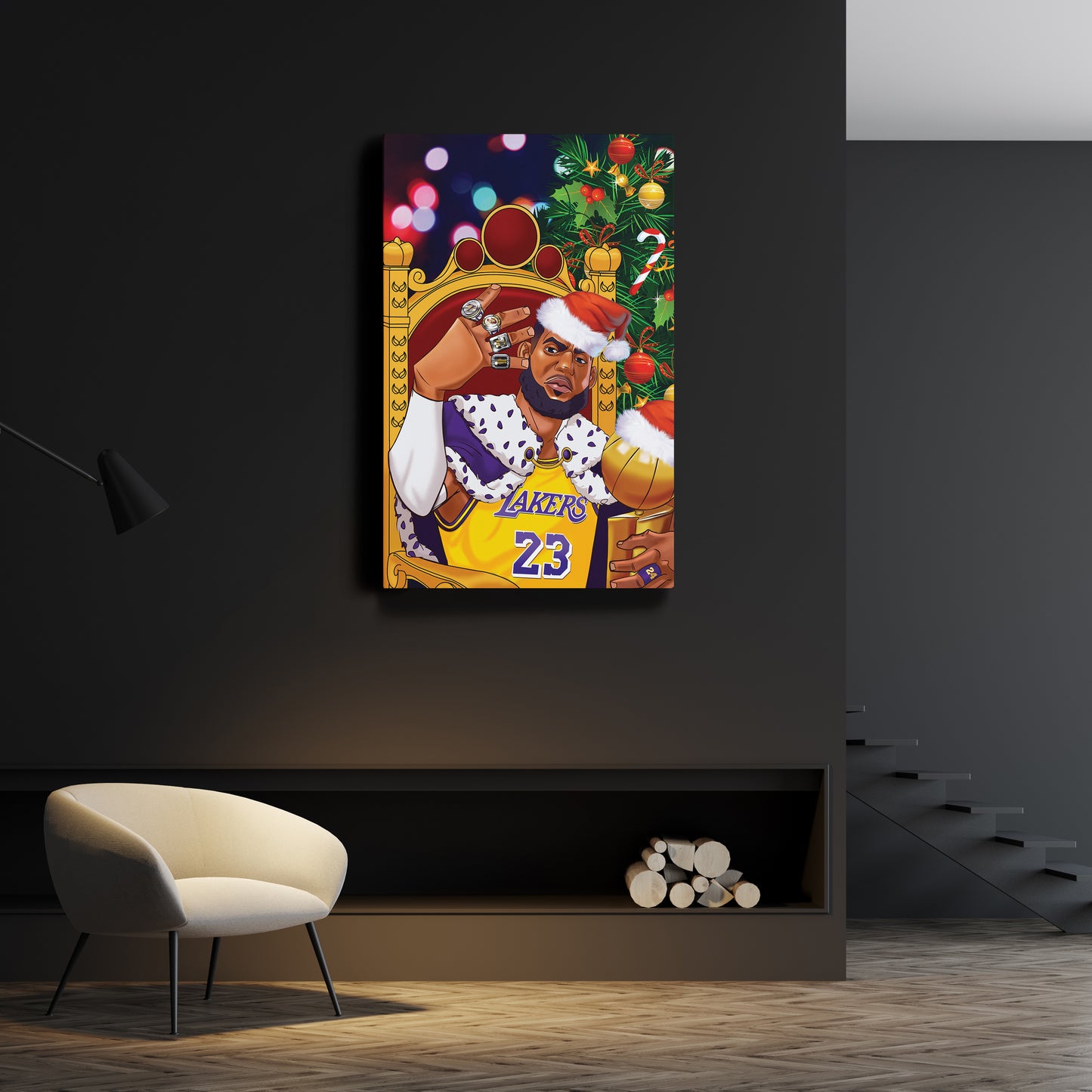 LeBron James Christmas Canvas Print | Festive Basketball Wall Art