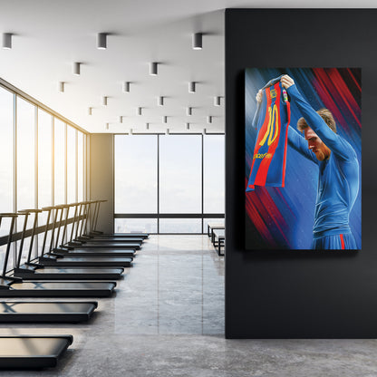 Lionel Messi Iconic Celebration Canvas Print | Soccer Legend Wall Art