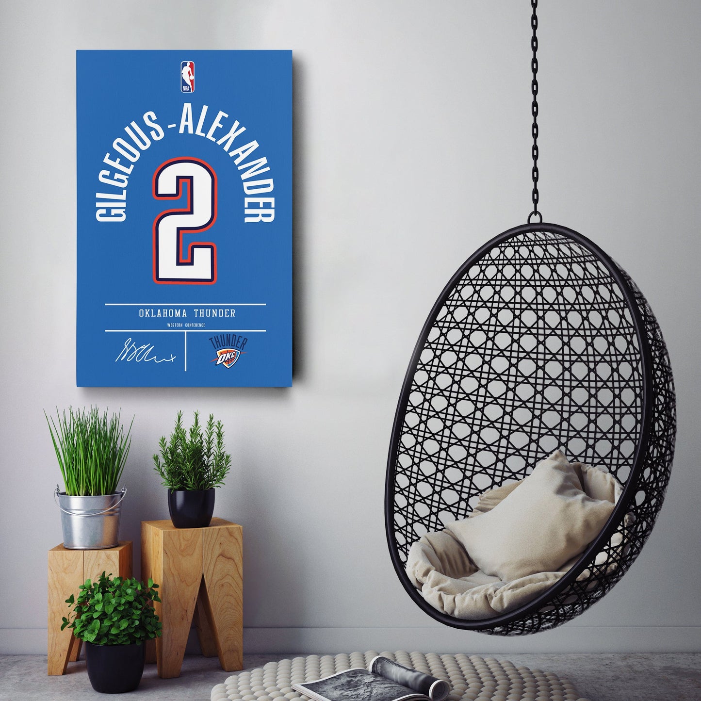 Shai Gilgeous-Alexander Thunder Jersey Canvas Print | Wall Art Decor