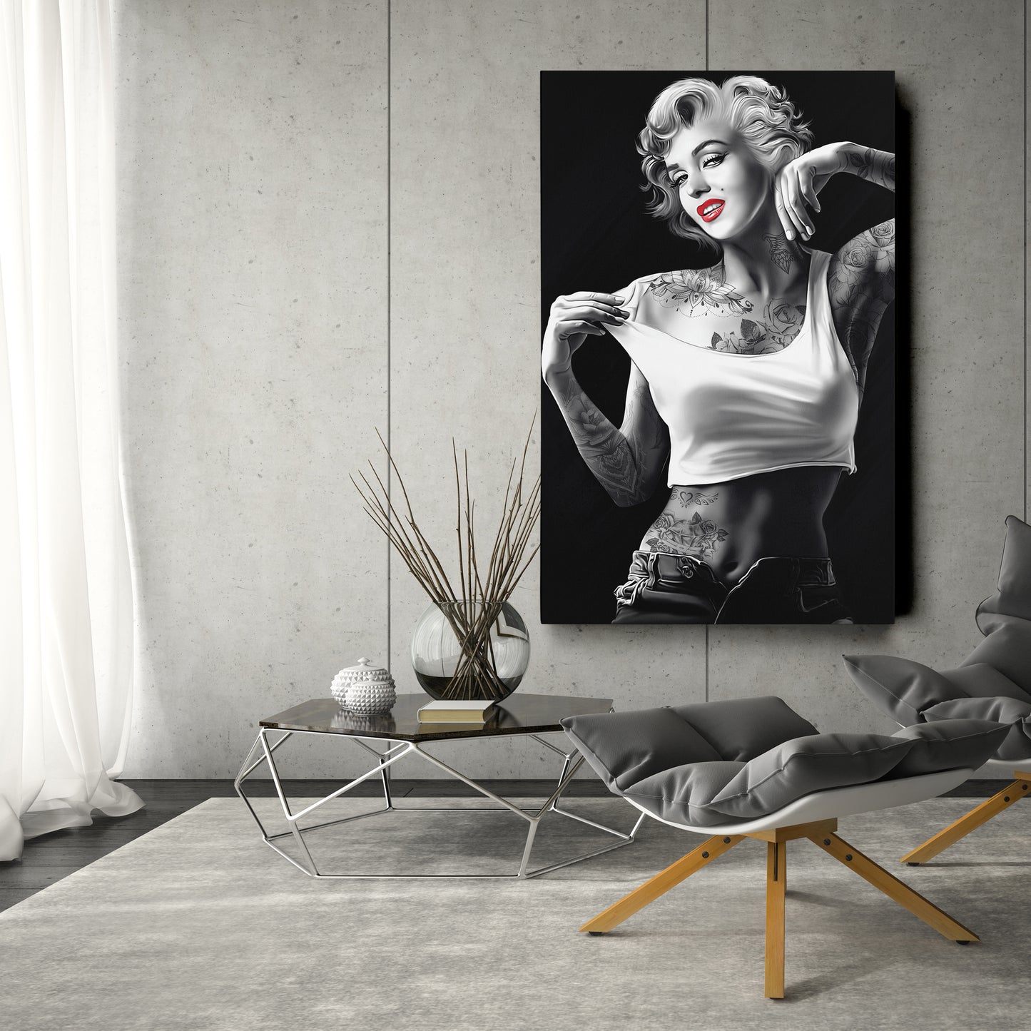 Marilyn Monroe Tattoo Canvas Print | Hollywood Icon Wall Art