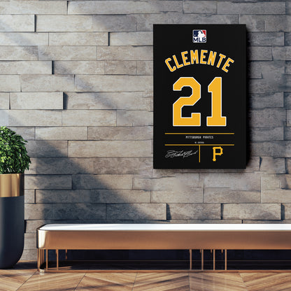 Roberto Clemente Pittsburgh Pirates Black Jersey Canvas Wall Art