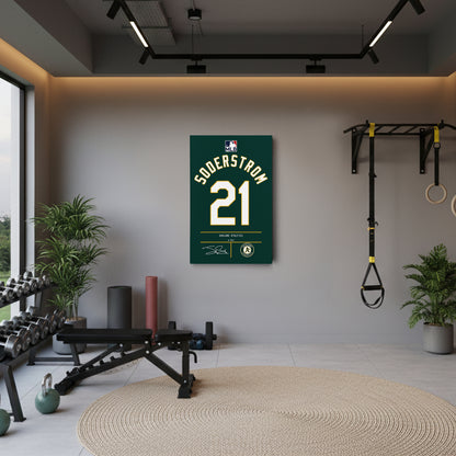 Tyler Soderstrom Oakland Athletics Green Jersey Canvas Wall Art