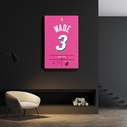 Dwyane Wade Pink Heat Jersey Canvas Print | Wall Art Decor